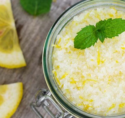 How to exfoliate scalp for hair growth A jar of lemon and honey scalp scrub.